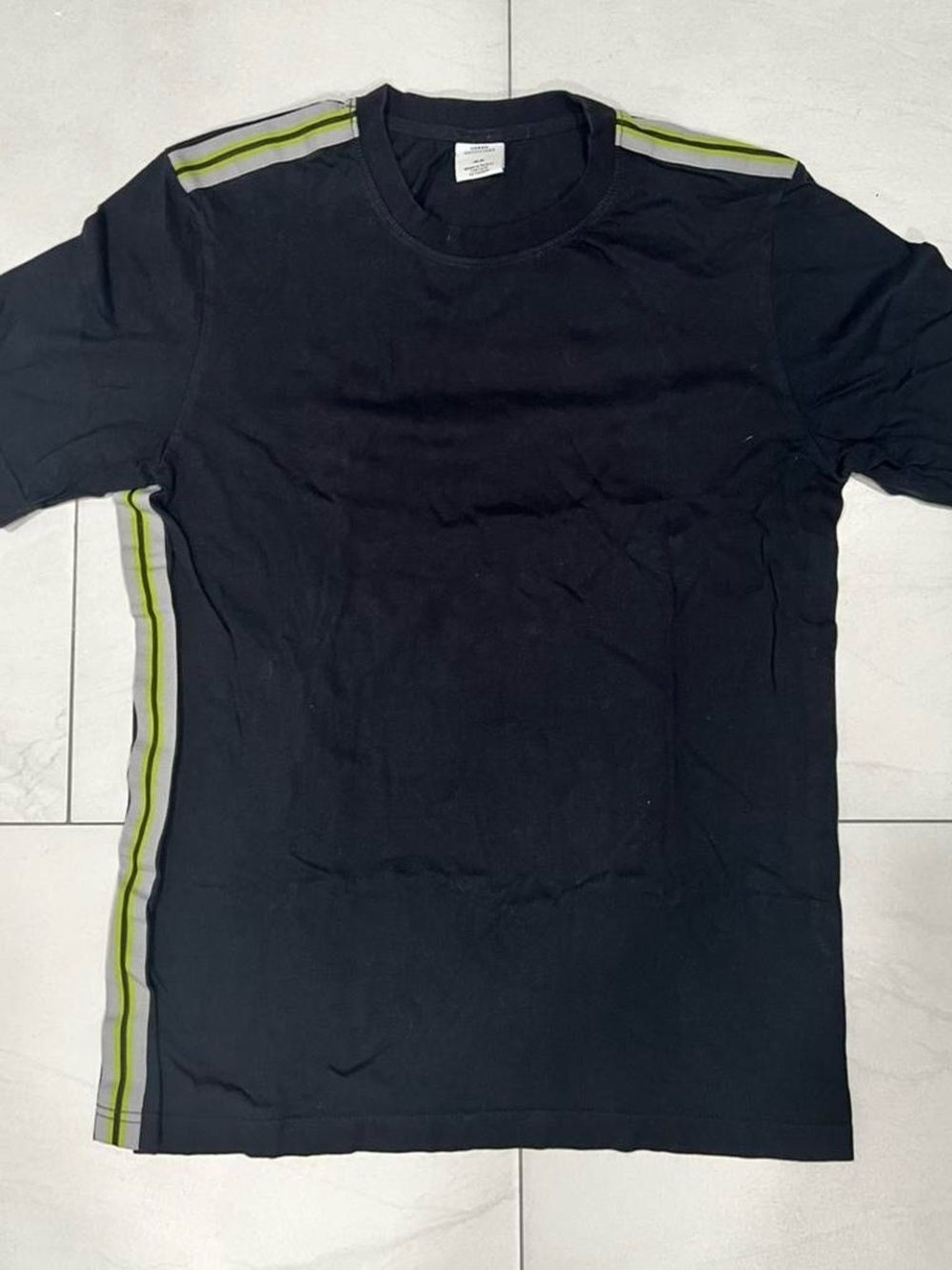 Urban Outfitters Black T-Shirt with Green Striped Detail